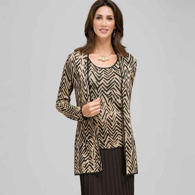 Zig-Zag Patterned Cardigan